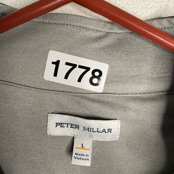 Peter Millar Large Golf Vest Mens Gray Polyester Spandex Blend Chest Embroidered - Picture 2 of 9